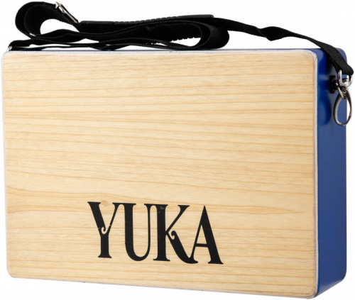 YUKA LT-CAJ1-WTBL тревел-кахон, фиксированный подструнник, тапа белый тик, корпус синий, ремень