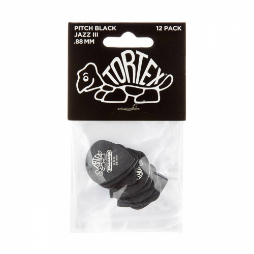 Dunlop Tortex Pitch Black Jazz III 482P088 12Pack медиаторы, толщина 0.88 мм, 12 шт. фото 2