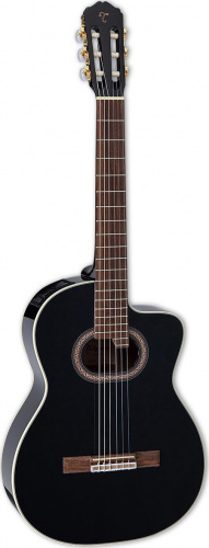 Takamine GC6CE BLK классическая электроакустическая гитара, цвет чёрный, материал верхей деки массив ели, материал корпуса