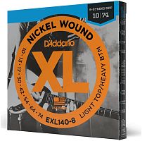 D'ADDARIO EXL140-8 NICKEL WOUND 8-STRING LIGHT TOP/HEAVY BOTTOM 10-74 струны для 8-струнной электрогитары, никелерованная сталь,