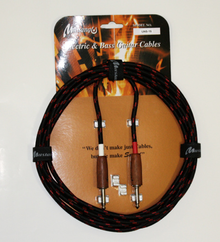 Mustang UNS15 кабель инструментальный Jack-Jack/разъемы под дерево/4,5м./оплётка нейлон