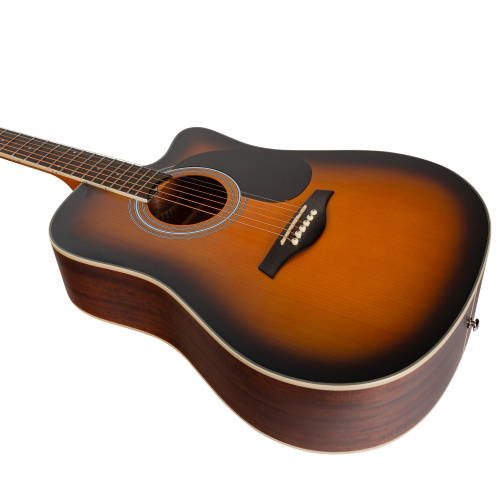 ROCKDALE Aurora D6 C SB Satin акустическая гитара, дредноут с вырезом, цвет санберст, сатиновое покрытие фото 3