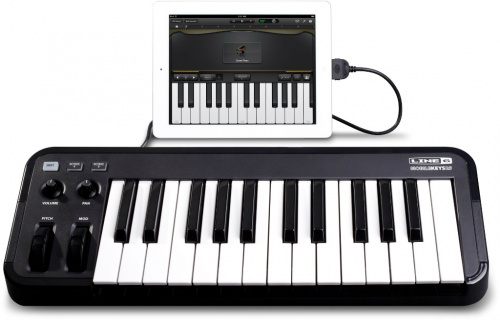 LINE 6 MOBILE KEYS 25 клавишный USB MIDI контроллер для iPad, iPhone, Mac и PC, 25 клавиш, колёса MOD и PITCH, регуляторы громкости и панарамирования, фото 2