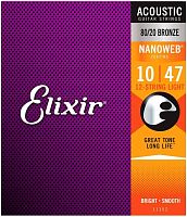 Elixir 11152 NanoWeb струны для 12-стр. акустич. гитары Light 10-47 бронза 80/20