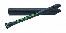 NUVO Recorder+ Black/Green with hard case блок-флейта сопрано, строй С, немецкая система, накладка на клапана, материал АБС пластик, цвет чёрный/зелён