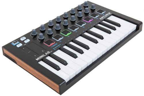 Arturia MiniLab mkII Black 25 клавишная низкопрофильная, динамическая MIDI мини-клавиатура, 16 энкодеров, 8 RGB пэдов, сенсорные регуляторы Pitch/Modu