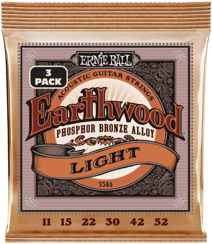 ERNIE BALL 3548 набор из 3х комплектов для акуст.гитары Earthwood Light Phosphor Br (11-52)