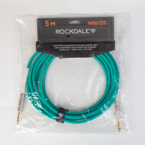 ROCKDALE Wild D5 инструментальный (гитарный) кабель, цвет светлозеленый, металлические разъемы mono jack - mono jack, 5 метров фото 7