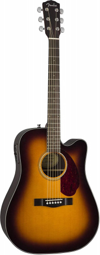 FENDER CD-140SCE DREAD SB W/CASE электроакустическая гитара, цвет санберст, в комплекте кейс фото 2