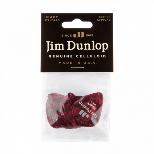 Dunlop Celluloid Red Pearloid Heavy 483P09HV 12Pack медиаторы, жесткие, 12 шт. фото 4