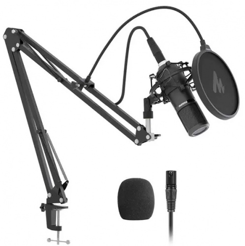 Maono AU-PM320S микрофон конденсаторный кардиоидный. Пантограф, держатель, поп-фильтр, ветрозащита, XLR кабель. Капсюль 16 мм., 20-18000Гц, -34дБ, мак