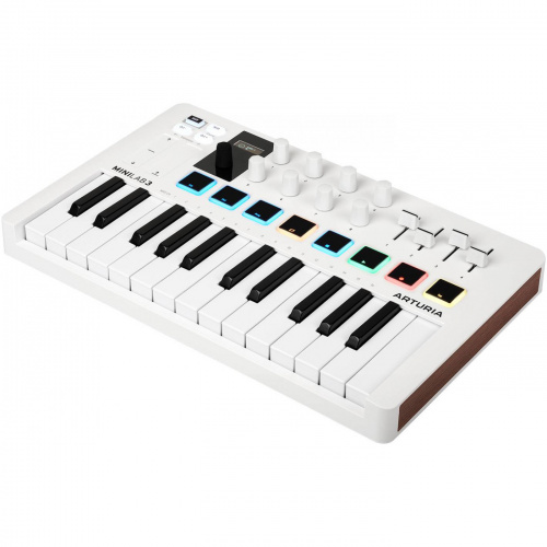 Arturia MiniLAB 3 25 клавишная MIDI-клавиатура - пэд-контроллер, 9 регуляторов, 8 RGB пэдов, 8 фейдеров, дисплей, сенсорные регуляторы Pitch/Modulatio фото 4