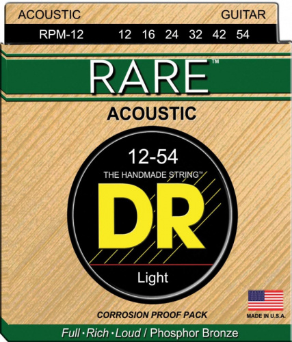 DR RPM-12 серия Rare для акустической гитары, фосфорная бронза, Light (12-54)