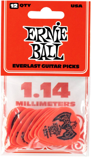 Ernie Ball 9194 делриновый нескользящий медиатор Everlast, 1,14 мм, красный, упаковка 12 шт. фото 2