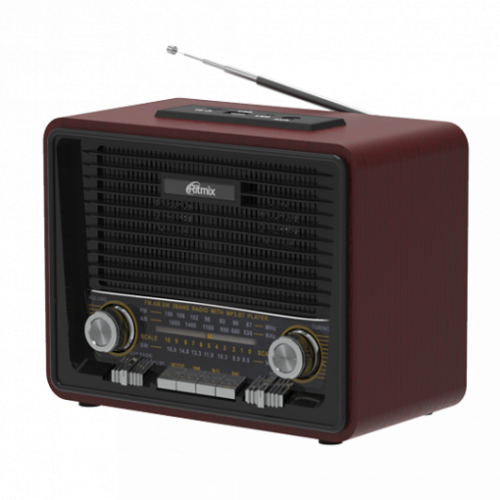 RITMIX RPR-088 BLACK Трехдиапазонное (ФМ/АМ/СВ) радио в ретро стиле, блютус, вход AUX, встроенный mp3-плеер, воспроизведение с micro SD карт памяти ил