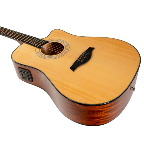 ROCKDALE Aurora D5-E Gloss C NAT электроакустическая гитара дредноут с вырезом, цвет натуральный, глянцевое покрытие фото 3