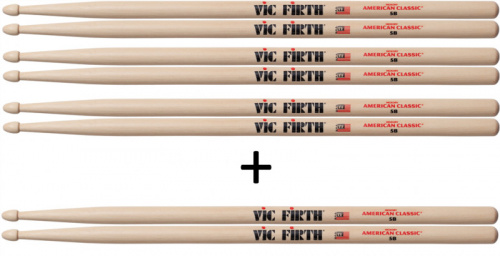 VIC FIRTH P5B.3-5B.1 Барабанные палочки, материал орех, деревянные наконечники (4 пары по цене 3х)