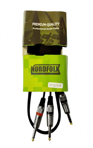 NordFolk NYC275/1M кабель инсертный Jack stereo-2 x Jack mono, металл разъёмы, 1 м.
