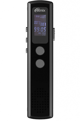 RITMIX RR-120 4GB black 4 Гб, HQ/LQ (WAV/MP3), VOR, дисплей, функция MP3 плеера (MP3, WAV, APE, WMA, FLAC), автосохранение, 230 мАч, металл, черный