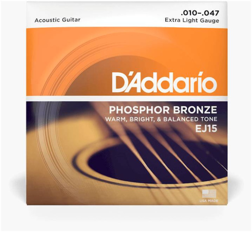 D'Addario EJ15 струны для акустической гитары, фосфор/бронза, Extra Light 10-47 фото 2