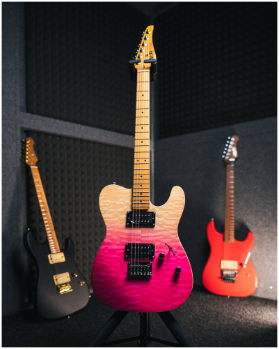 JET JT-450 QTPK электрогитара, Telecaster, корпус липа, топ тигровый клен, цвет PK фото 4