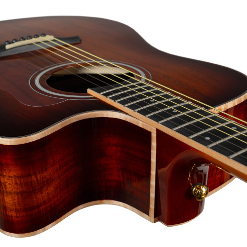 ROCKDALE Aurora D7 C Koa ASB Акустическая гитара. Форма корпуса Dreadnought с вырезом. Цвет санберст. Глянцевое покрытие. Верхняя дека из ели с ламина фото 5