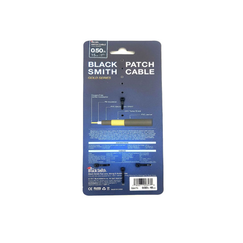BlackSmith Patch Cable Gold Series 0.50ft GSPC-15 патч-кабель, 15 см, угл Jack + угл Jack, позол ко фото 2