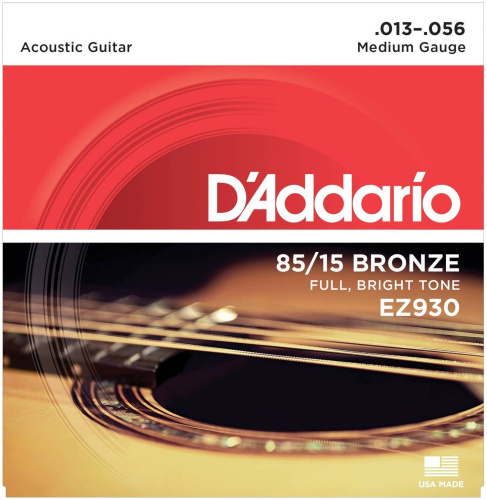 D'Addario EZ930 струны для акуст. гитары, бронза 85/15, Medium 13-56