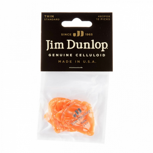 Dunlop Celluloid Orange Pearloid Thin 483P08TH 12Pack медиаторы, тонкие, 12 шт. фото 3
