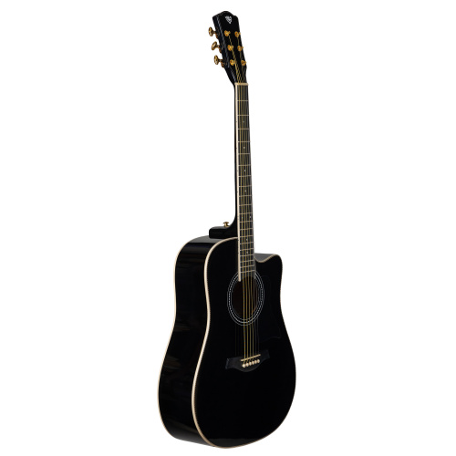 ROCKDALE Aurora D7 C BK Gloss Акустическая гитара Форма корпуса Dreadnought с вырезом. Цвет черный. Глянцевое покрытие. Верхняя дека из ели. Нижняя де фото 2
