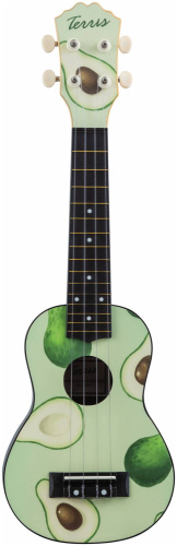 TERRIS PLUS 70 AVOCADO укулеле сопрано, рисунок авокадо, пластик