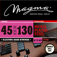 Magma Strings BE175NDB Струны для 5-струнной бас-гитары Low B Double Ball End 45-130, Серия: Double Ball End, Обмотка: круглая, никелированая сталь, Н