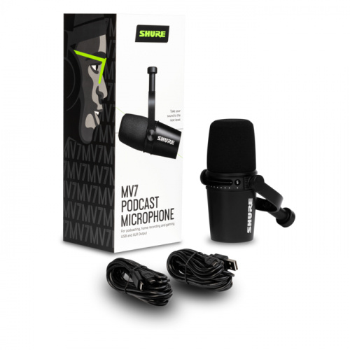 SHURE MV7-K гибридный динамический кардиоидный микрофон, 50-16000 Гц, подключение XLR и USB. Черный фото 3