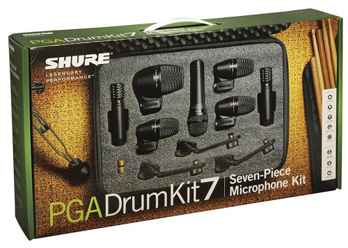 SHURE PGADRUMKIT7 набор микрофонов для ударных, включает в себя: PGA52 х 1, PGA56 х 3, PGA57 х 1, PGA81 х 2, держатели, кабели фото 2