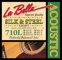 La Bella 710L Струны для акустической гитары "Silk & Steel" Light, стальные, 3,4,5,6 - обмотка из ше