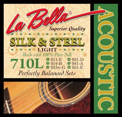 La Bella 710L Струны для акустической гитары "Silk & Steel" Light, стальные, 3,4,5,6 обмотка из ше