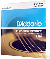 D'Addario EJ16 струны для акустической гитары, фосфор/бронза, Light 12-53
