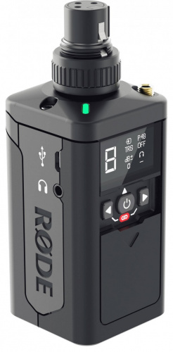 RODE TX-XLR передатчик Plugon цифровой радиосистемы RODELink. XLR-вход (+48V Phantom) с резьбовым зажимом разъема, TRS вход, выход на наушники 3.5мм J
