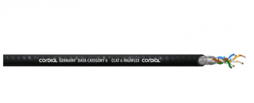 Cordial CCAT 6 HIGHFLEX BLACK гибкий Ethernet кабель cat6, 26AWG, 7.5мм, бухта 100м, черный