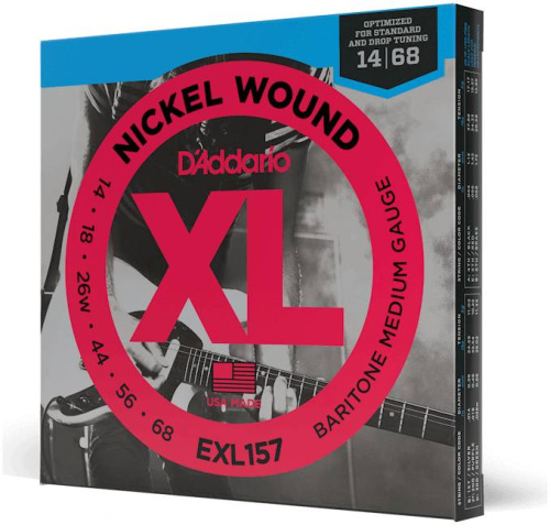 D'Addario EXL157 струны для электрогитары, никель, Baritone Medium, 14-68