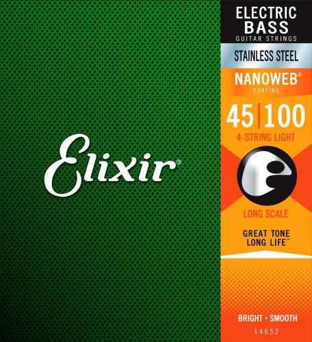 Elixir 14652 NanoWeb струны для бас-гитары Light 45-100, сталь