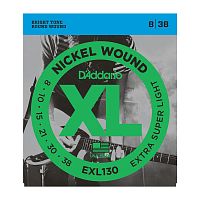 D'Addario EXL130 струны для эл .гит., Extra Super Light, никель, 8-38