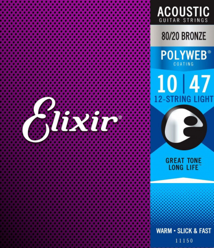 Elixir 11150 PolyWeb струны для 12-стр. акустич. гитары Light 10-47 бронза 80/20