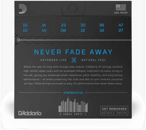 D'ADDARIO XTAPB1047-12 Комплект струн для 12 струнной акустической гитары, 10-47, фосфорная бронза фото 3