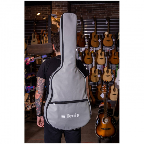 TERRIS TGB-A-05GRY чехол для акустической гитары, утепленный (5 мм), 2 наплечных ремня, цвет серый фото 3
