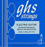 GHS STRINGS 750 PRECISION FLATWOUND набор струн для электрогитары, 09-42