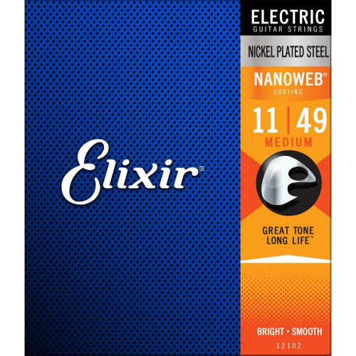 Elixir 12102 NanoWeb струны для электрогитары Medium 11-49