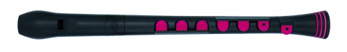NUVO Recorder+ Black/Pink with hard case блок-флейта сопрано, строй С, немецкая система, накладка на клапана, материал АБС пластик, цвет чёрный/розовы фото 2