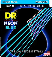 DR NBA-10 HI-DEF NEON струны для акустической гитары с люминесцентным покрытием синие 10 48