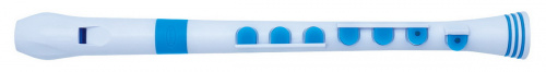 NUVO Recorder+ White/Blue with hard case блок-флейта сопрано, строй С, немецкая система, накладка на клапана, материал АБС пластик, цвет белый/голубой фото 2